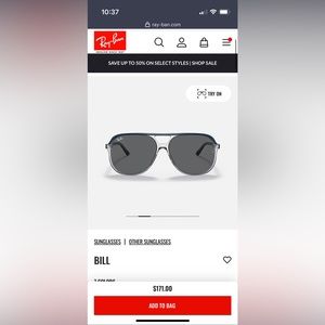 Ray Ban Bill Dark Grey Square Unisex Sunglasses RB2198 1341G6 60 145 Polarized